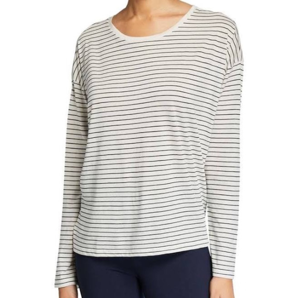 Vince | Pencil Stripe Long Sleeve Scoop Neck Relaxed Lightweight Shirt